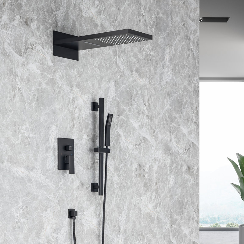 Diverter Complete Shower System with Rough in-Valve, Matte Black