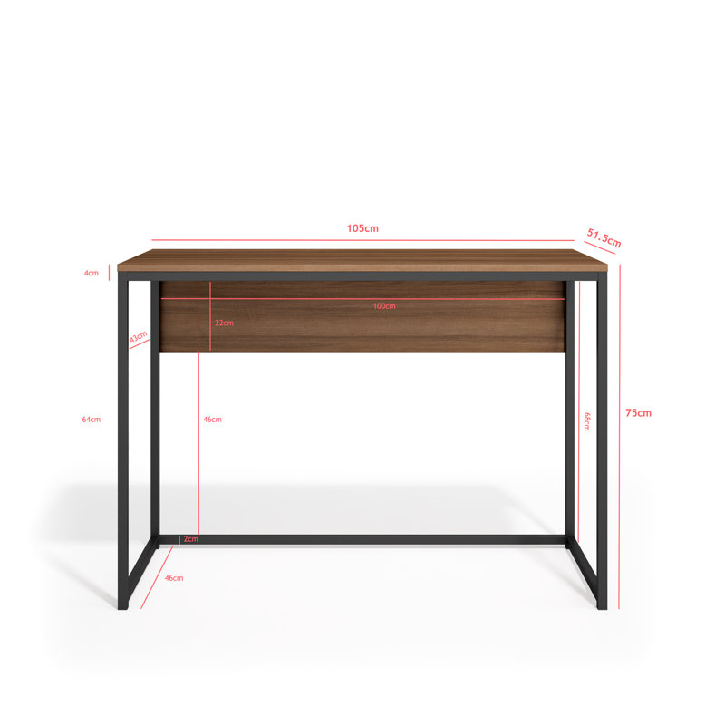 Metal Base Writing Desk, Walnut