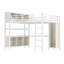 Grand lit mezzanine en métal avec bureau en L, garde-robe et tablettes, lit mezzanine haut avec rangement pour adolescents et adultes peu encombrant