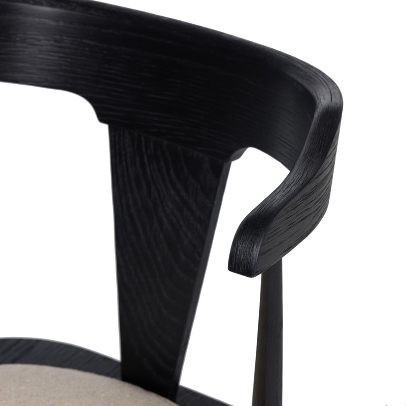 Garth Solid Wood Bar Stool, Bar Stool (29.94" Seat Height), Sandy Oak, Antwerp Natural/Linen Blend