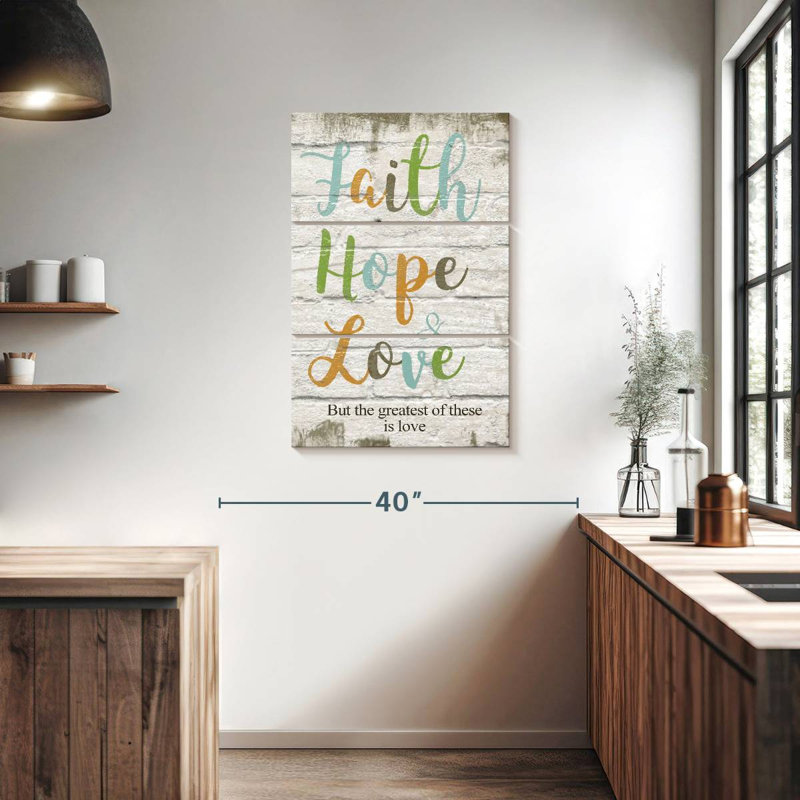 Tergel multicolore «Faith Hope Love», H 38 po x l 24 po