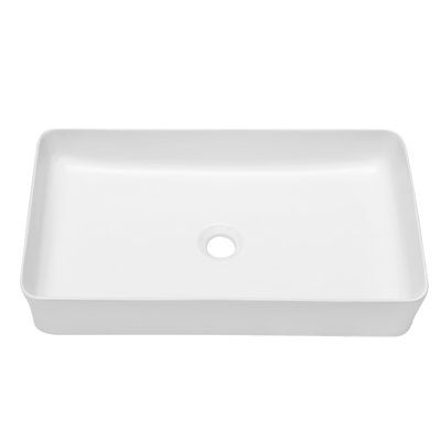 24" L x 14" W Ceramic Bathroom Sink White Rectangular Above-Counter Vessel Sink