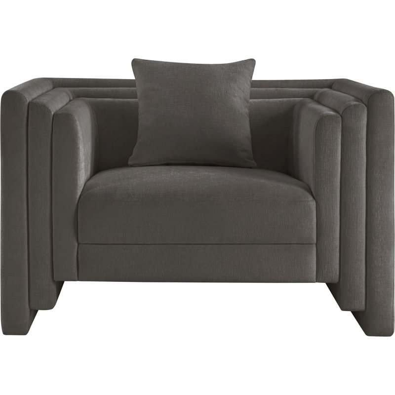 Everett Jalice Chenille Fabric Upholstered Chair, Gray Chenille Fabric