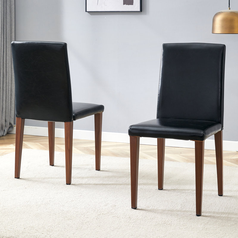 Chaises de salle à manger en cuir PU avec pieds en métal Duke, Noir, 2, Brun