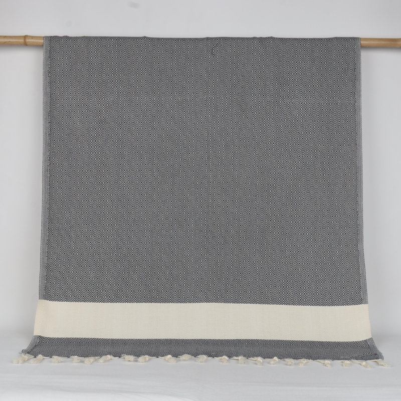 Serviettes en coton turc à motif de losanges - peshtemal et peshkir, séchage rapide et douceur, Marine