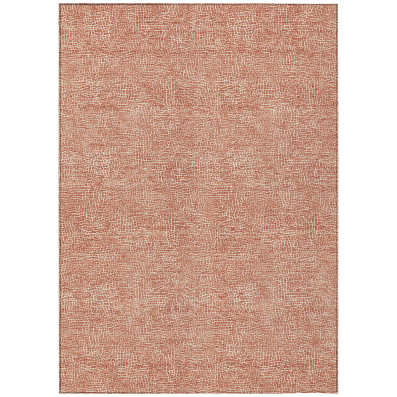 Tapis intérieur / extérieur géométrique lavable en cuivre et ivoire HomeRoots 5 pi x 8 pi