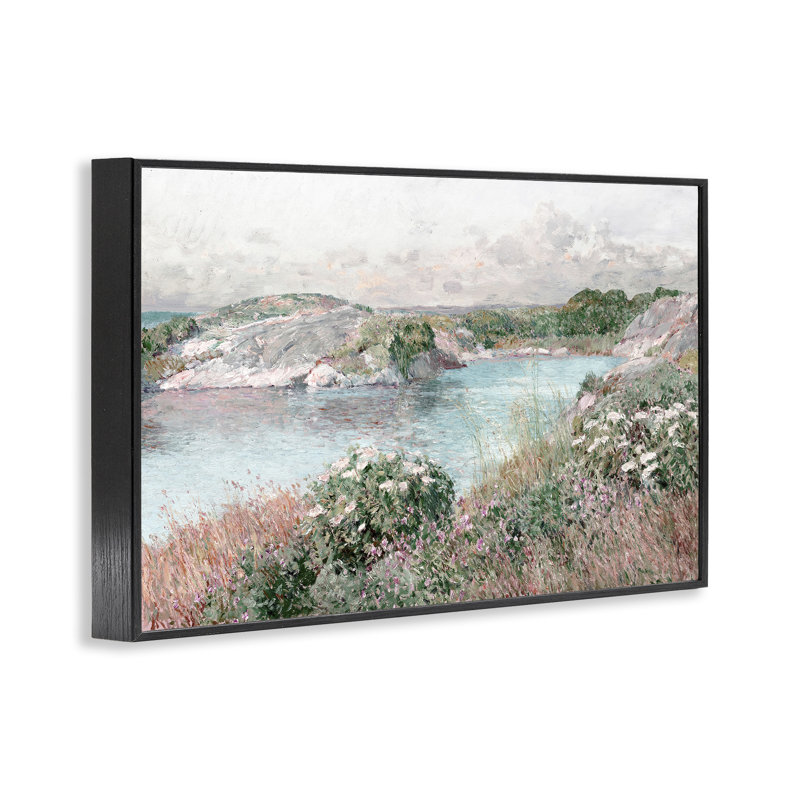 Art classique, estampe numérique de paysage de rivière par lettré et doublé, Cadre noir, H 20 po x l 30 po