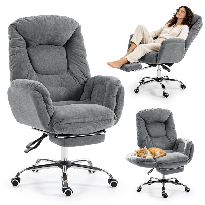 Upholstered Swivel Armchair, Gray