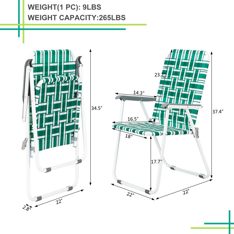 Chaise de plage Saood, Vert clair / blanc