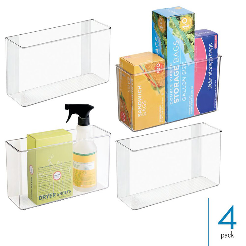 iDesign Adhesive Organizer Bin for Kitchen - Set of 4 - Clear