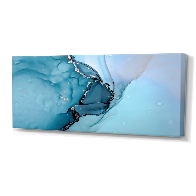 Turquoise liquide Art Universe - peinture sur toile, H 28 po x l 60 po, Toile tendue