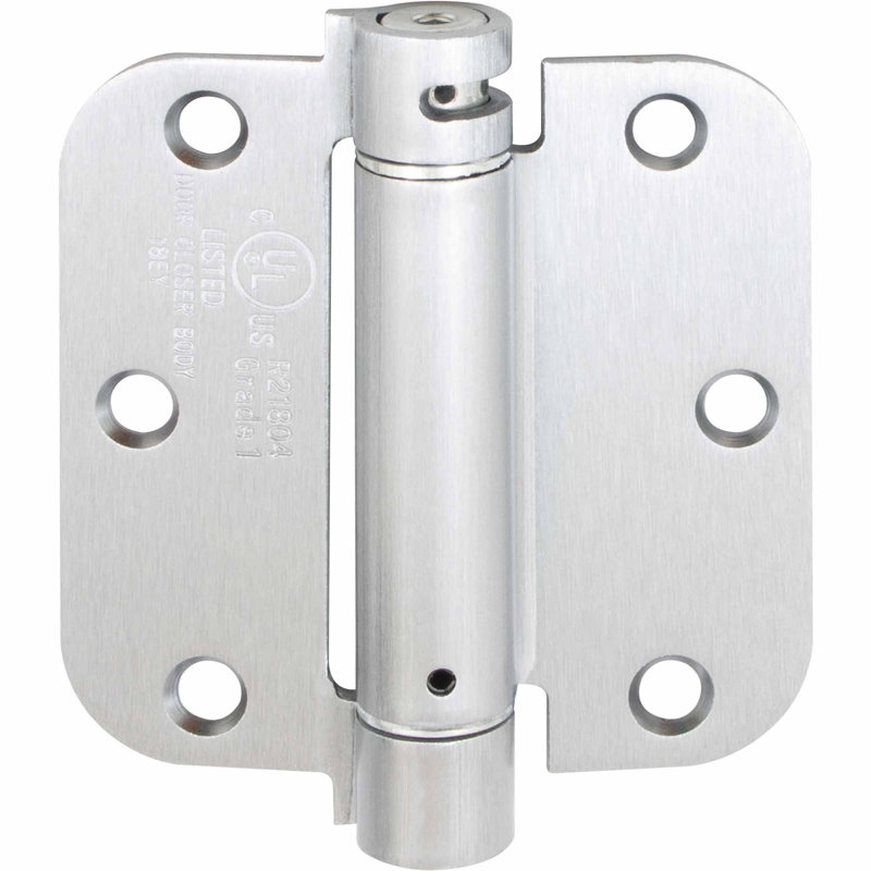 Charnière de porte simple à ressort H 5 po x l 2,6 po, Chrome satiné