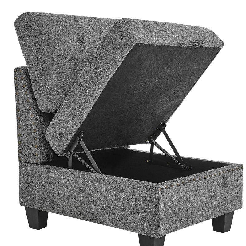 Canapé modulaire 142 po à accoudoirs carrés en chenille