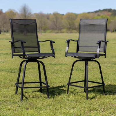 All-Weather PVC-coated polyester Swivel Patio Stools and Deck Chairs with High Back & Armrests