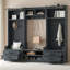 Arbre d'entrée modulaire 4 en 1 (bleu antique) - Rangement convertible avec armoires, tiroirs et portemanteau