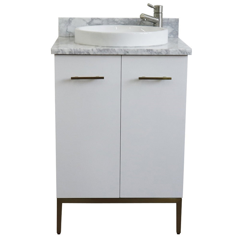 25'' Single Bathroom Vanity with White Carrara Marble Top