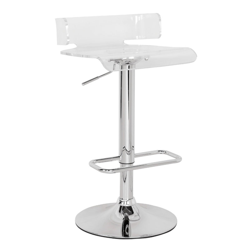 Tabouret réglable en chrome transparent avec pivot Rania