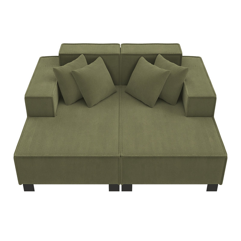 Canapé-lit moderne avec 4 coussins pour le salon, Vert