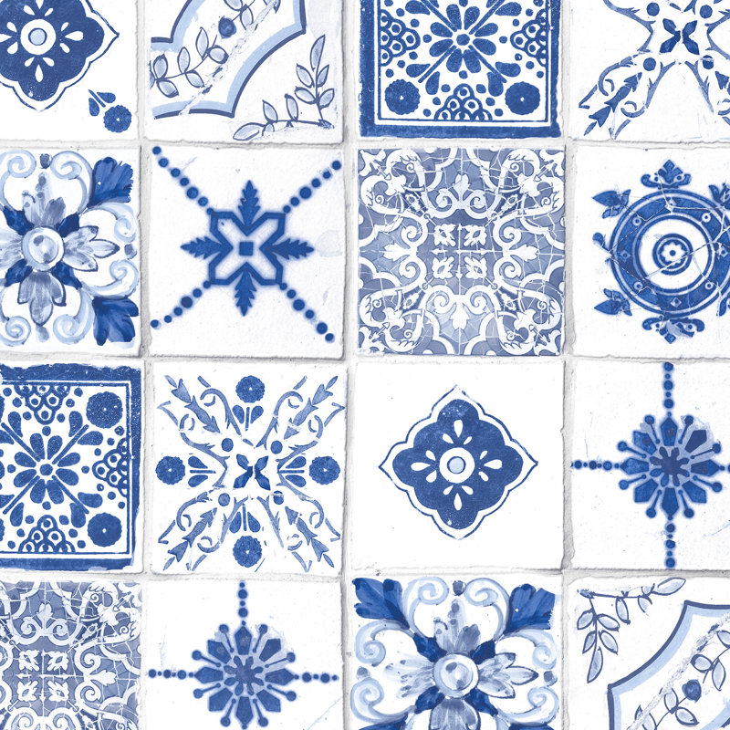 Baudette 10m x 52.8cm Matte Paste the Wall Wallpaper Roll, Blue/White