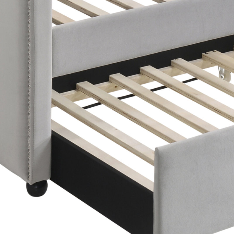 Amelyn Dove Grey Daybed with Trundle Bed