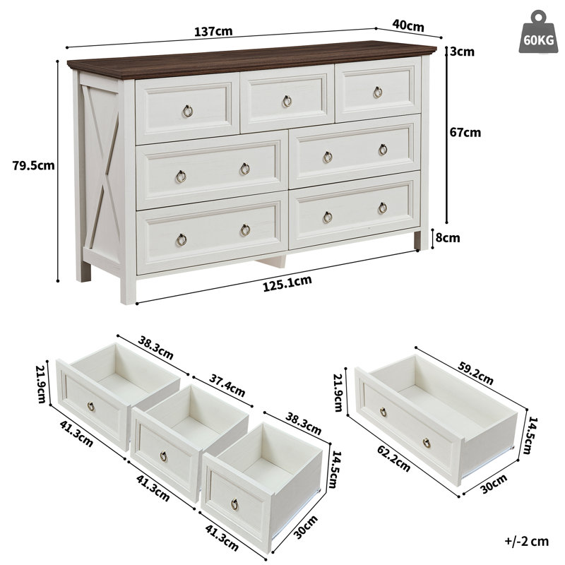 137cm W 7 - Drawer Chest of Drawers