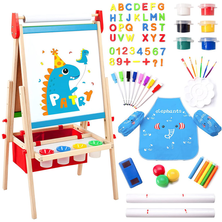 Costway Kids Easel w/Chair Art Easel for Kids Height Adjustable Art Easel  Set for Kids