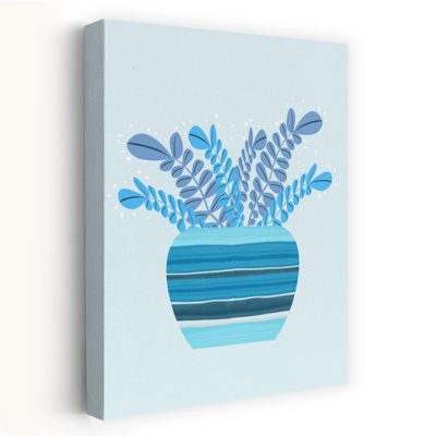 Potted Florals Boho Abstract Colorful Contemporary Flower Plant Wall Art 1 Piece Wrapped Canvas Wall Art