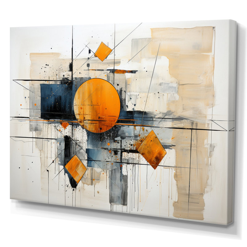 Abstrait géométrique Garbiel I, H 24 po x l 32 po x P 1 po, Toile tendue