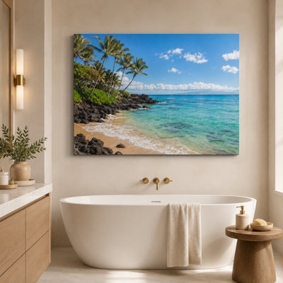 «Turquoise Palm Cove - Tropical Ocean Beach», art mural sur toile tendue
