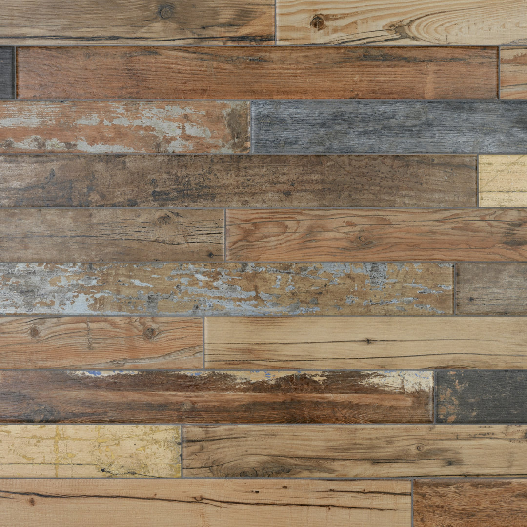 Melvin Color 2-7/8" x 26-1/2" Porcelain Wood Look Subway Wall & Floor Tile Merola Tile