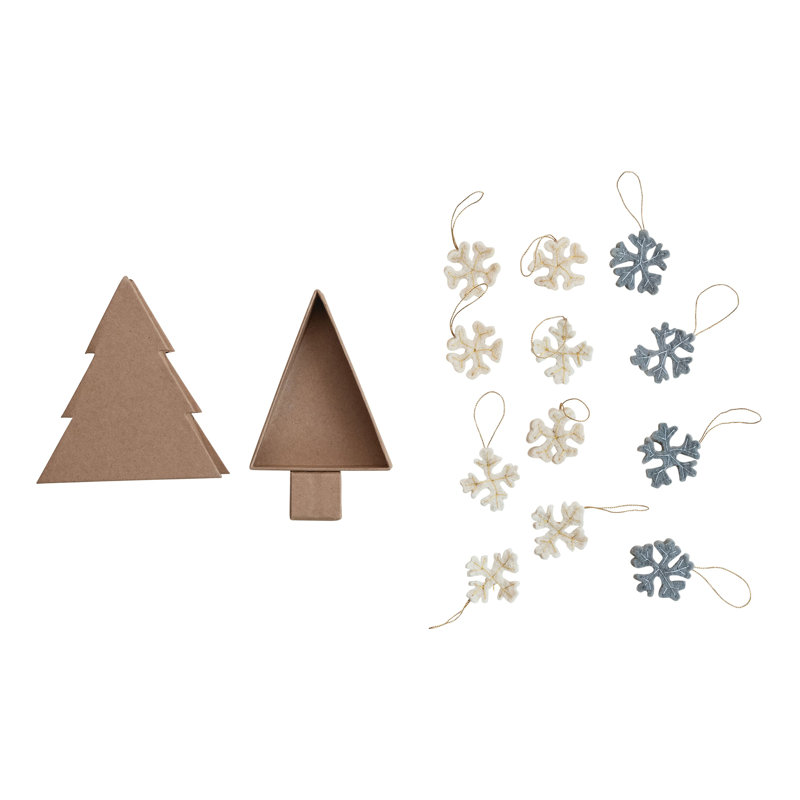 9-Piece Handmade Wool Felt Snowflake Ornaments