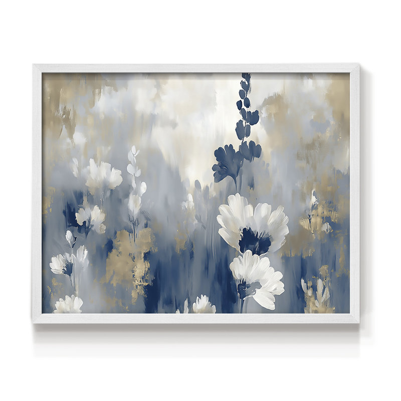 Série florale - LIX - impression encadrée - réarmable, H 16 po x l 20 po, Blanc