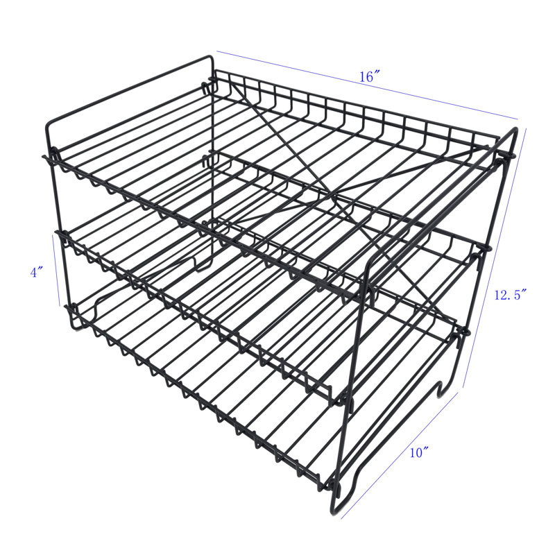 Syreeta 16" x 12.5" x 10" Wire Rack for Countertop Use with 3 Open Shelves, Black