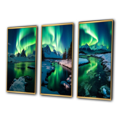 " Aurora Borealis In Stunning Arctic Mountains " 3 - Pieces