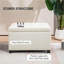 Repose-pieds avec rangement, dessus capitonné beige, structure en bois d'eucalyptus pour le salon, la chambre à coucher et le vestibule | Structure en bois | Style rétro-309696762
