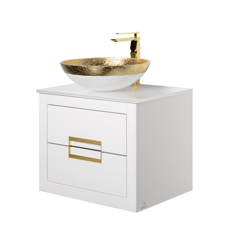 Danya 23.6'' W Single Vanity, Gold, White