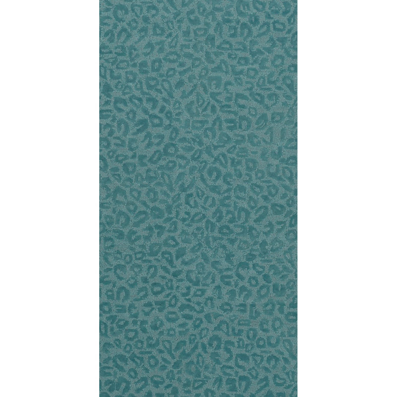 Leopardess Dusty Turquoise Hand-Tufted Responsible Wool Rug, Runner 2'6" x 5'