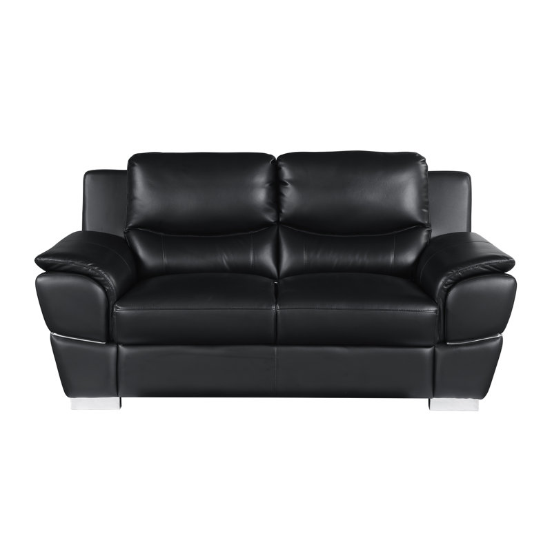 Genuine Leather Loveseat, Black