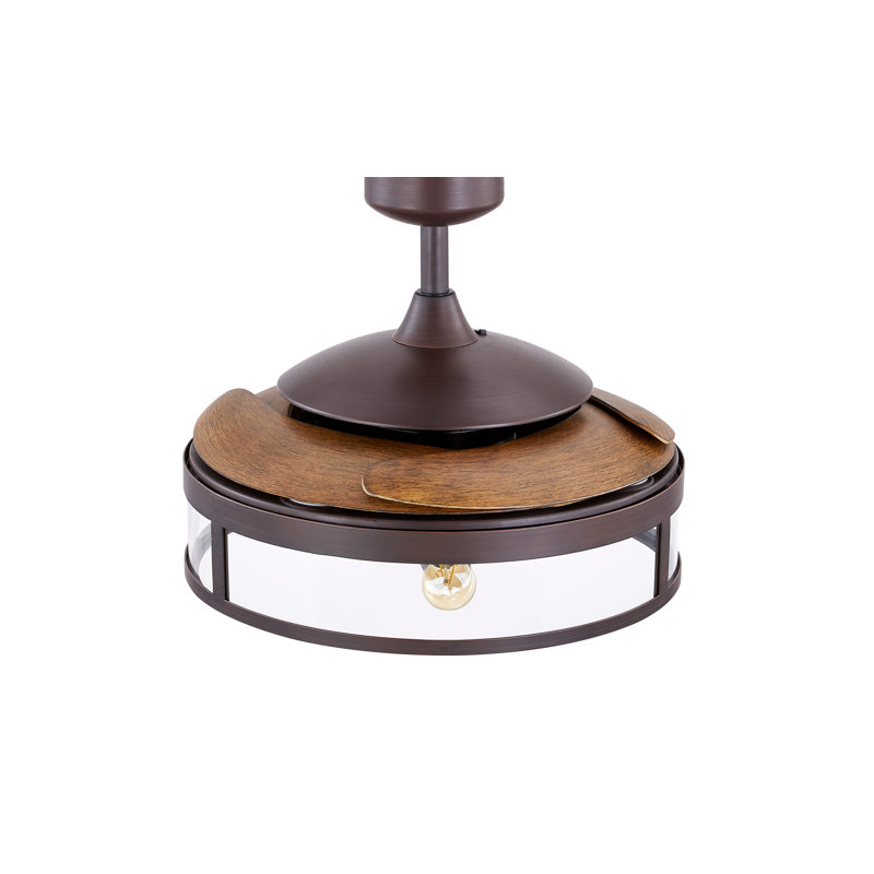Ventilateur de plafond à pales rétractables Classic 48 "avec lumière et télécommande, ventilateur de plafond Fandelier moderne, technologie de conception brevetée, pales plus épaisses plus résistantes, bronze huilé
