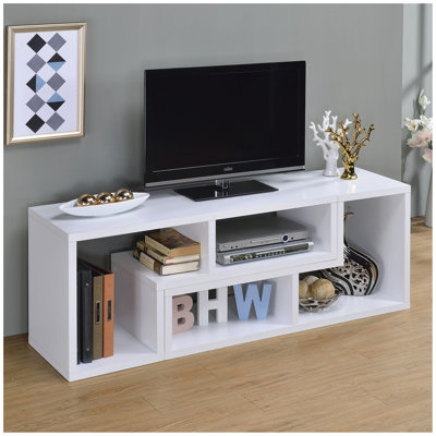 Convertible TV Console And Bookcase In White