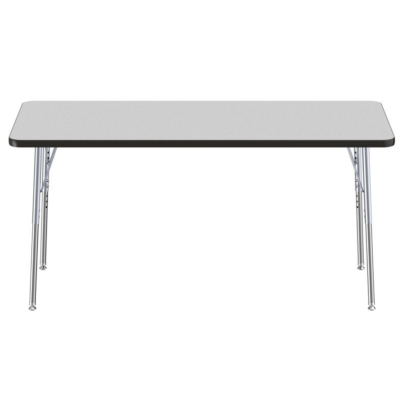 Table rectangulaire d'activité rectangulaire avec pieds réglables, Gris/noir, Roulement pivotant standard, 30" x 72"