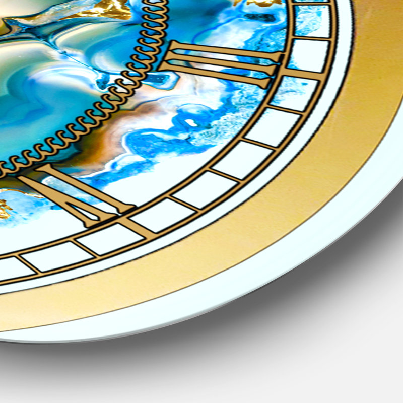 Jaune et brun, agate dorée - horloge murale moderne, Grand