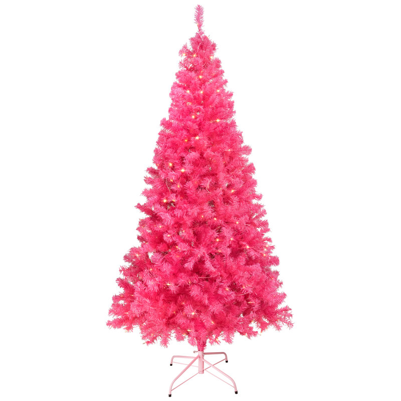 Arbre de Noël artificiel Tinsel - rose - lumières claires, 7', Illuminée