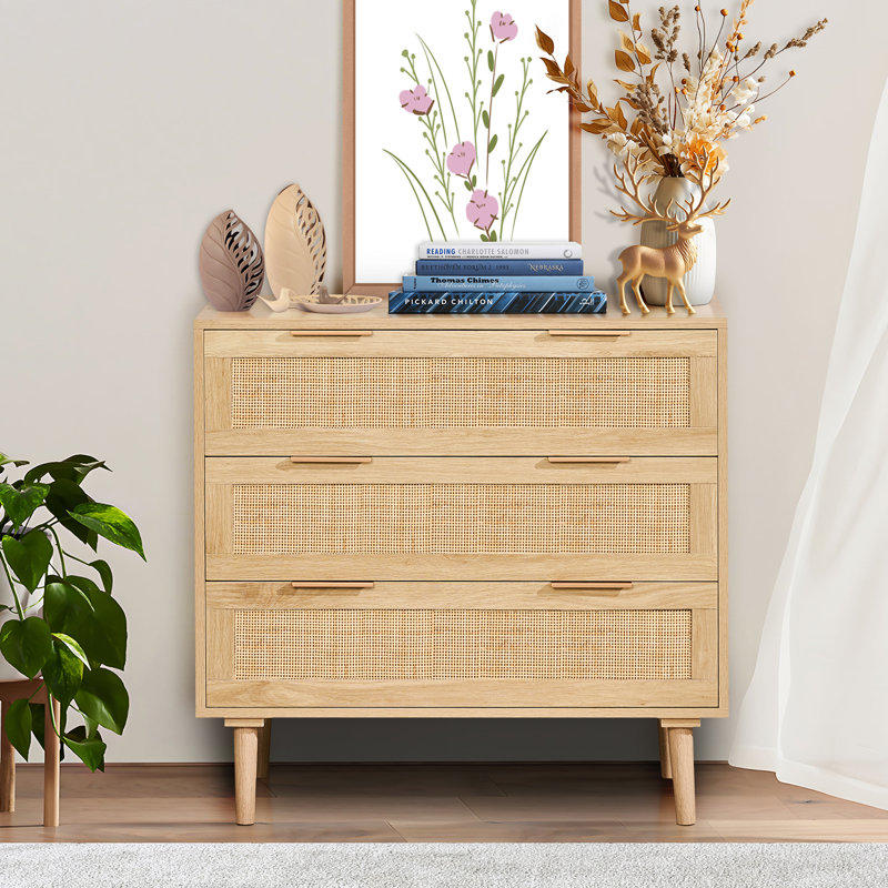 Commode 3 tiroirs en rotin pour commode