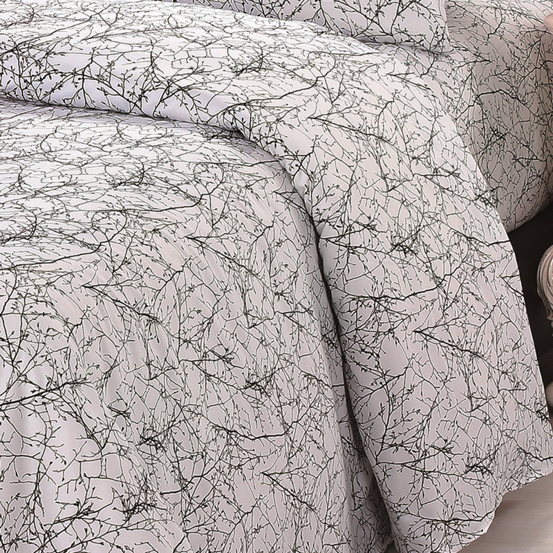 Modern & Contemporary Rayon Floral Duvet Cover, Full