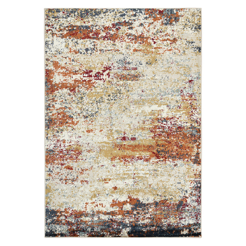 Beachley Abstract Modern Terracotta Area Rug, Rectangle 7'9" x 9'9"