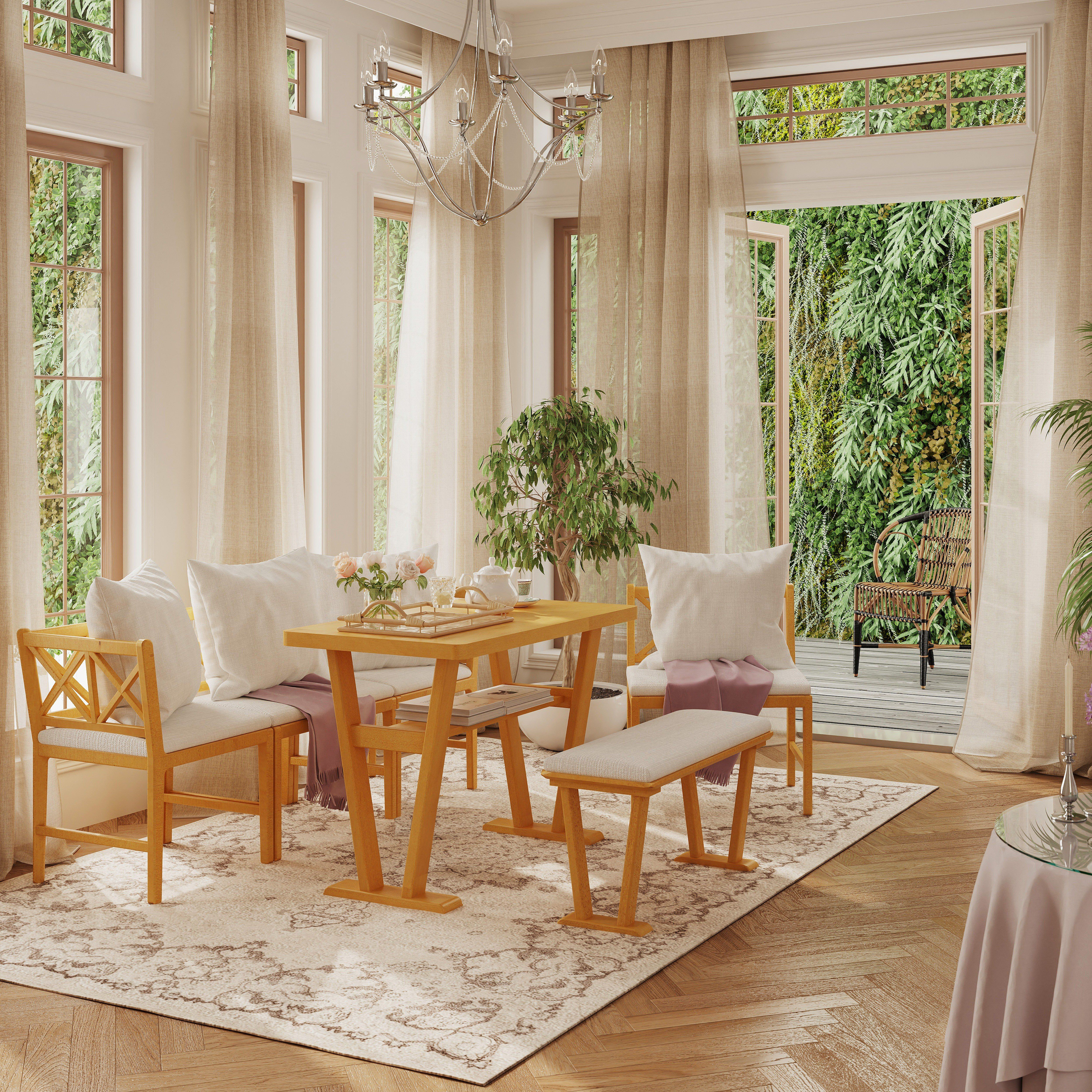 Gracie Oaks Solid Wood Kitchen Nook Dining Room Breakfast Nook