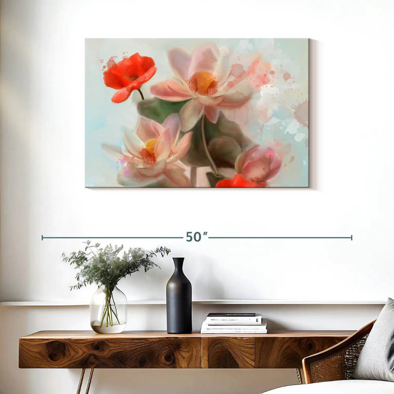 Harnek lys et coquelicots abstraits, H 24 po x l 36 po