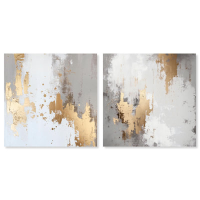 Ghostly Glimmer Set Canvas Print Black Gold Wall Art Set by Art Remedy, Gallery Wrapped, 20 x 20