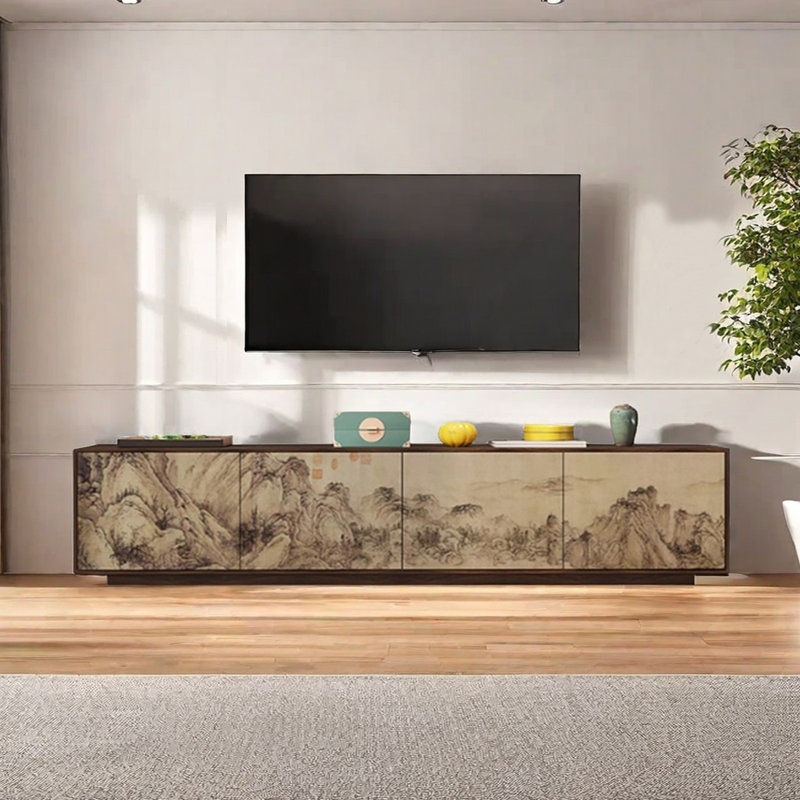Meuble télé Modern, 86.61", Brown/Beige
